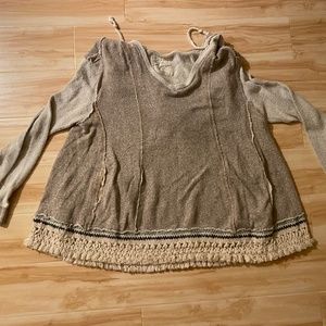 We The Free Fringe Hoodie Pullover Brown Large
